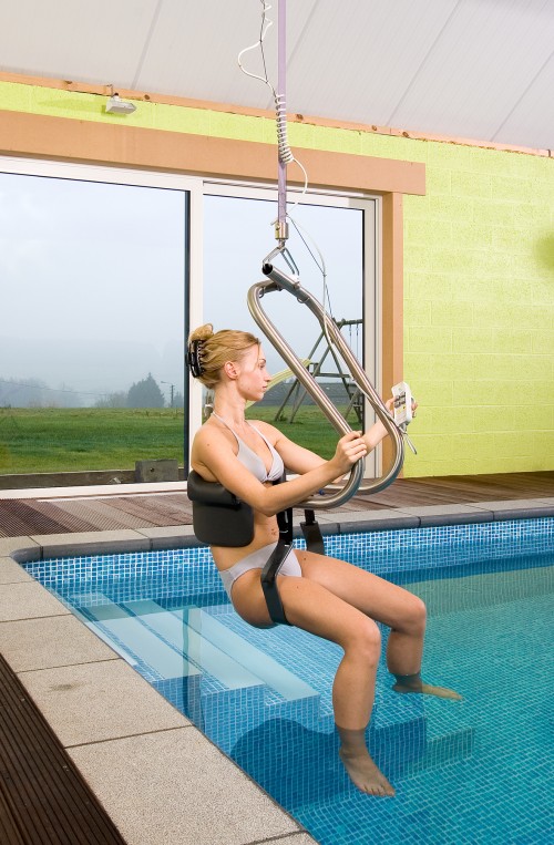 SureHands - - Into the pool with the SureHands® Body Support and ceiling motor -