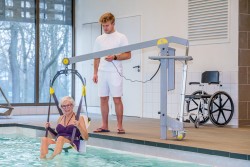Wheelchair-to-Water™ Pool Lift ; Pool lift chair 2 - SureHands Patient lift hoist